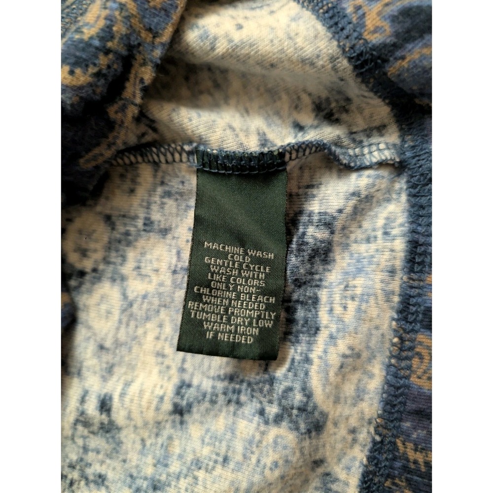 Vtg Lauren Jeans XL Paisley Suede Patch Equestrian Preppy BaseLayer Long Sleeve - Picture 8 of 14